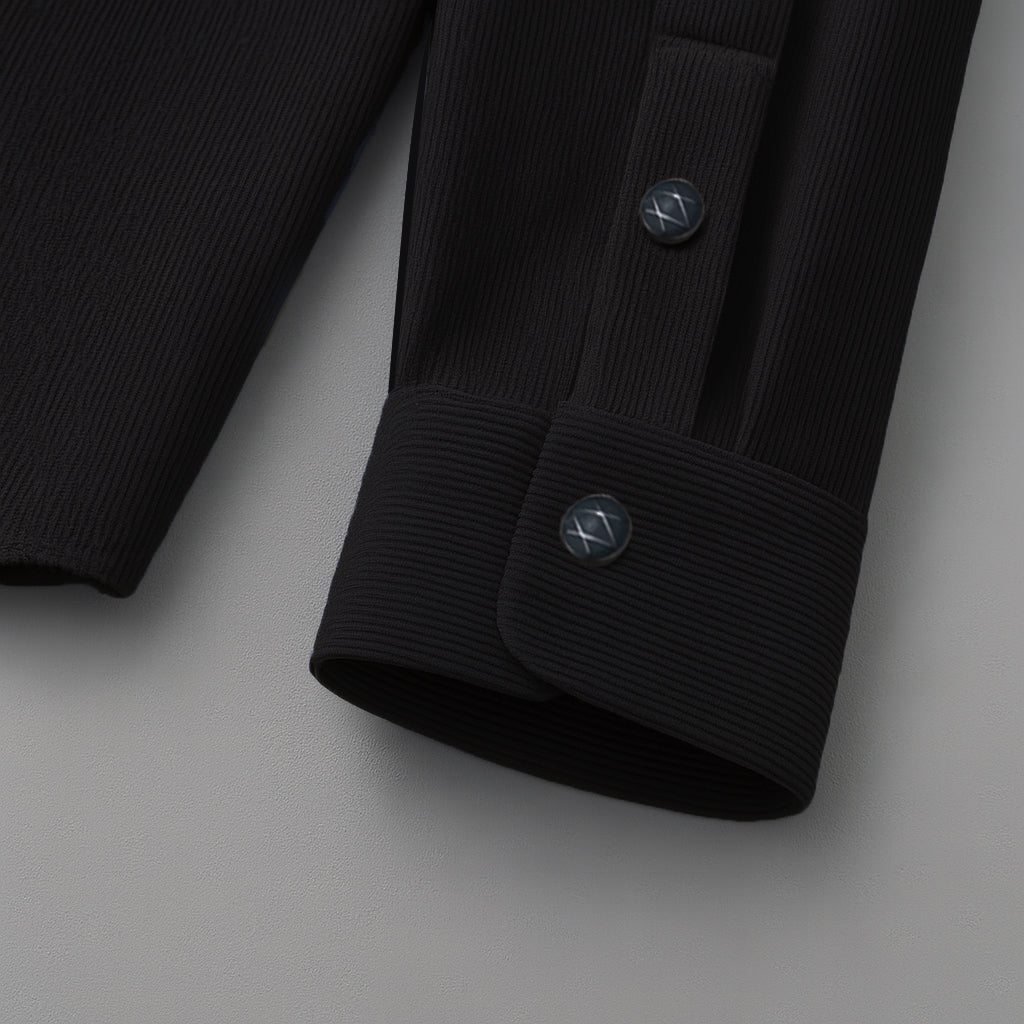 MEN’S CORDUROY SHIRT FOR WINTER STYLE | 21-WALES CORDUROY | DOUBLE POCKET | Black