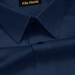 PLATINUM COTTON SATIN FORMAL SHIRT FOR MEN (Single Pocket)-Navy Blue