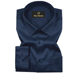 PLATINUM COTTON SATIN FORMAL SHIRT FOR MEN (Single Pocket)-Navy Blue