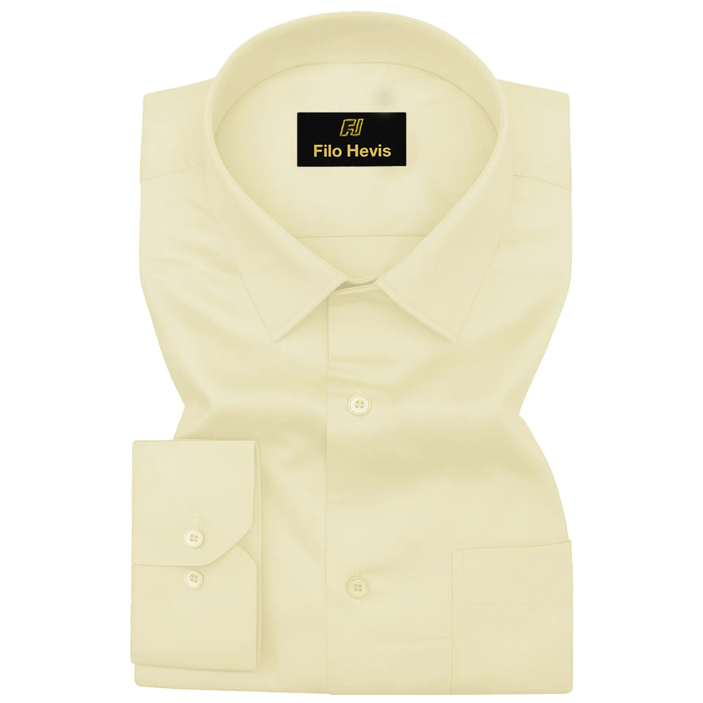 PLATINUM COTTON SATIN FORMAL SHIRT FOR MEN (Single Pocket)-Cream