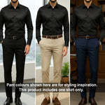 Men's Satin Lycra formal  Full Sleeve shirt Black