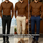 Men's Satin Lycra formal  Full Sleeve shirt Brown