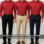 Men's Satin Lycra formal Full Sleeve Shirt Red