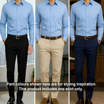 Men's Satin Lycra formal  Full Sleeve Shirt Sky Blue