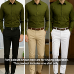 PLATINUM COTTON SATIN FORMAL SHIRT FOR MEN (Single Pocket)-Light Mehndi
