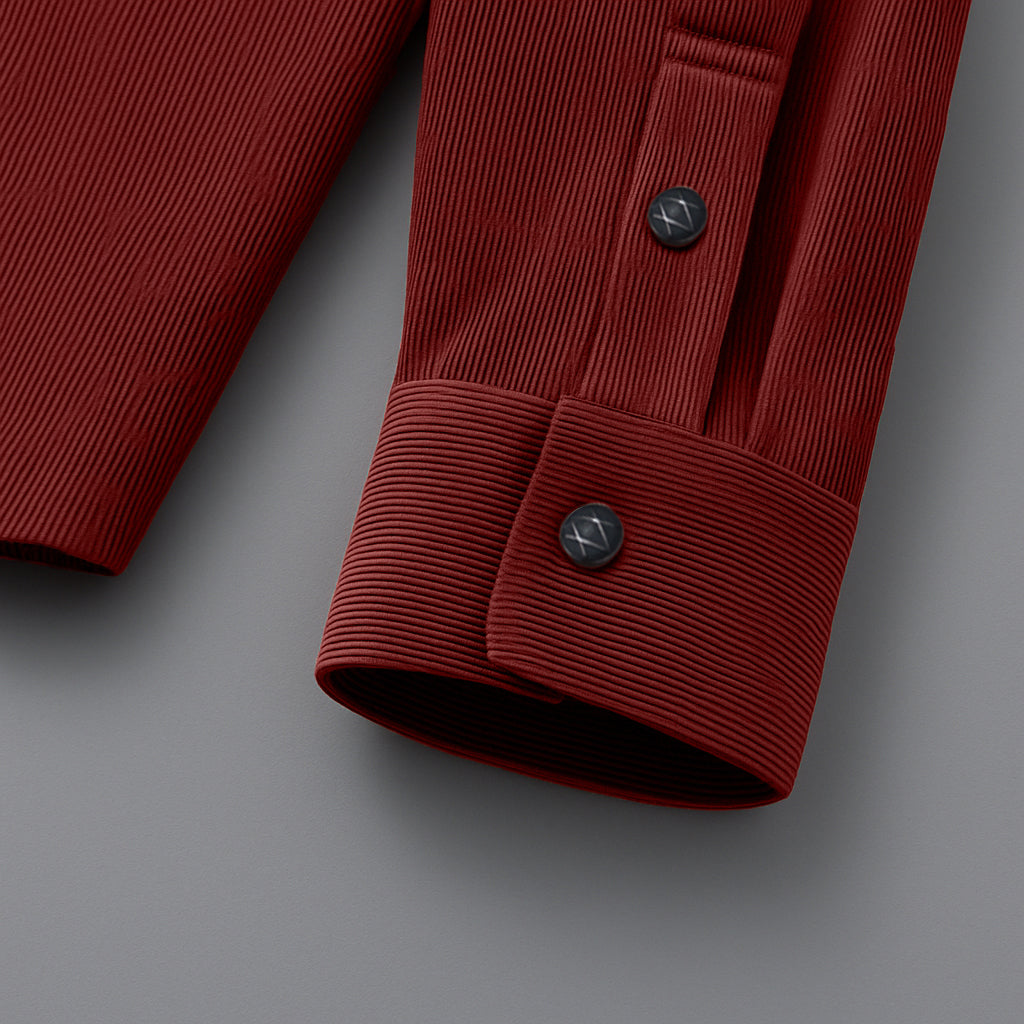 MEN’S CORDUROY SHIRT FOR WINTER STYLE | 21-WALES CORDUROY | DOUBLE POCKET | Red