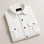 MEN’S CORDUROY SHIRT FOR WINTER STYLE | 21-WALES CORDUROY | DOUBLE POCKET | White