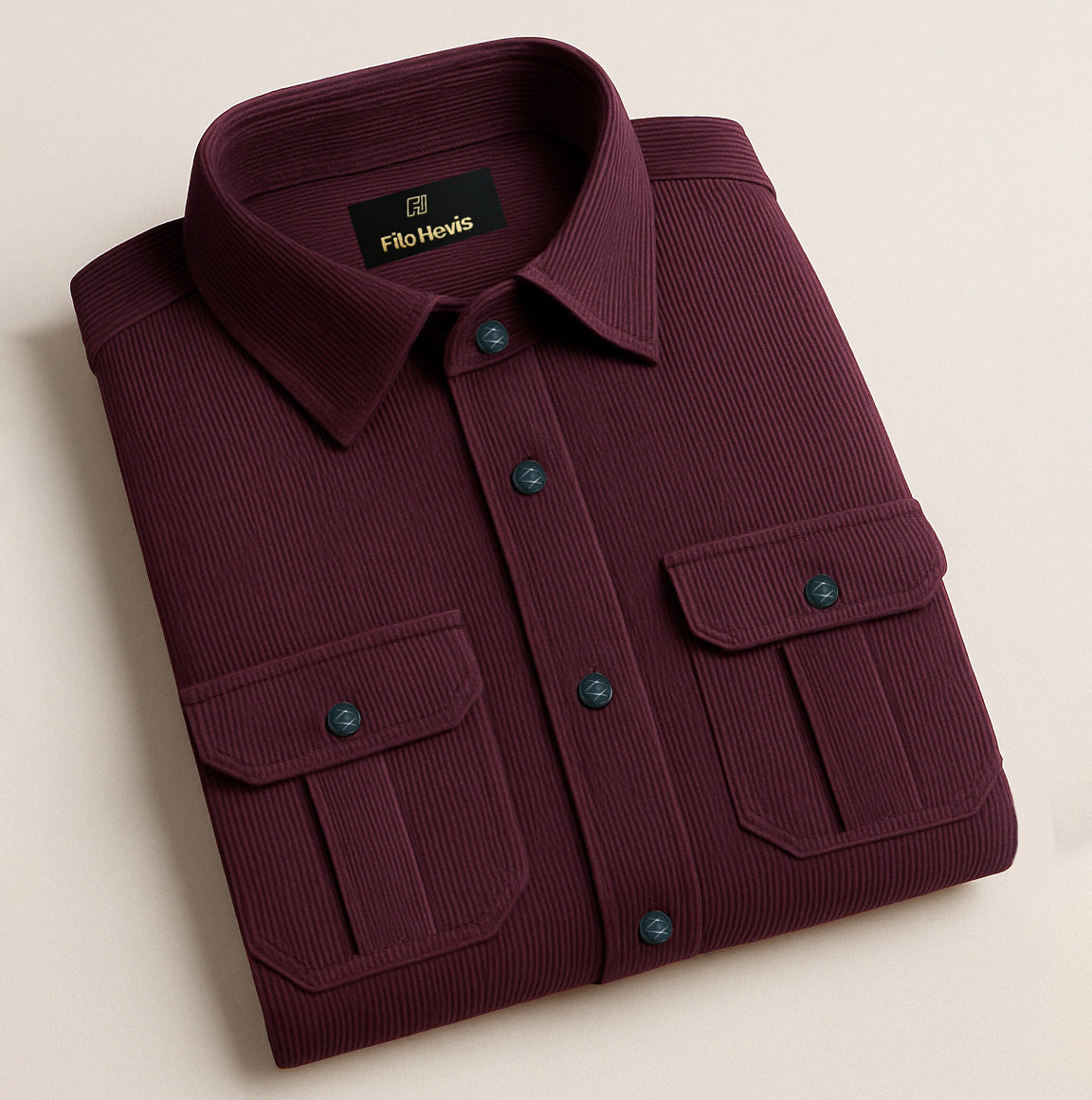 MEN’S CORDUROY SHIRT FOR WINTER STYLE | 21-WALES CORDUROY | DOUBLE POCKET | Wine