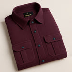 MEN’S CORDUROY SHIRT FOR WINTER STYLE | 21-WALES CORDUROY | DOUBLE POCKET | Wine