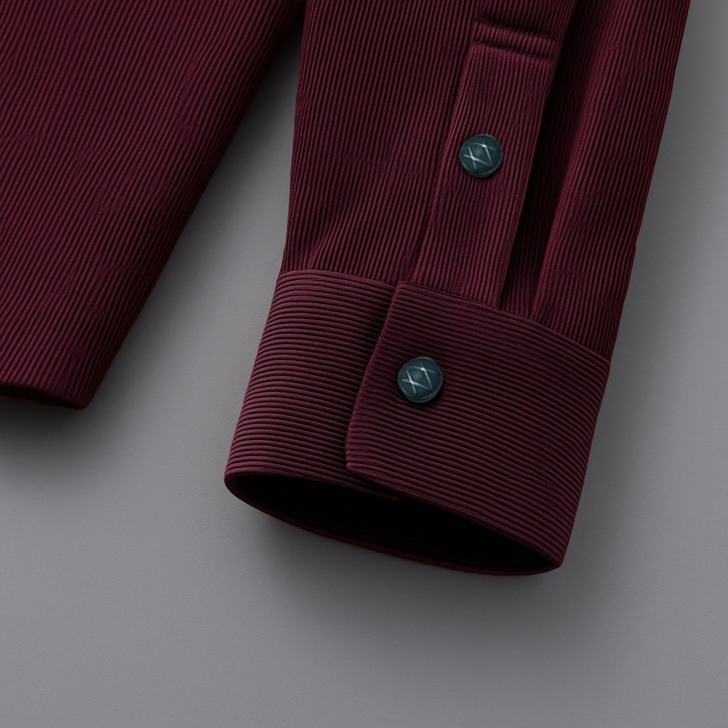 MEN’S CORDUROY SHIRT FOR WINTER STYLE | 21-WALES CORDUROY | DOUBLE POCKET | Wine